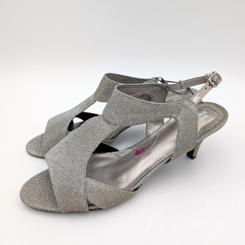 Ros Hommerson Silver Slingback Heels with Kitten Heel